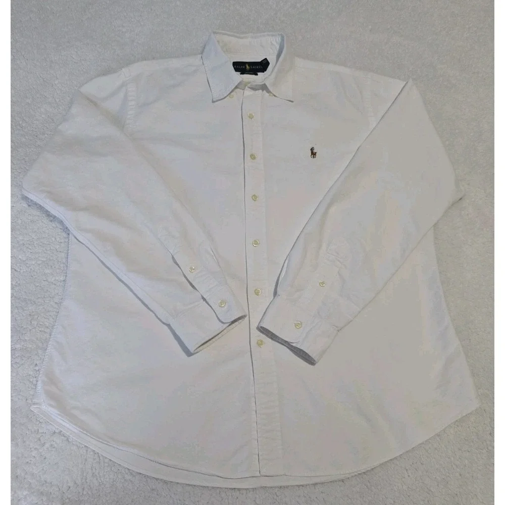 Polo Ralph Lauren Shirt Mens XL White Flesh Pony Button Up Down Long Sleeve